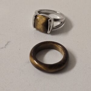 Tigereye Stone Ring Set Of 2
